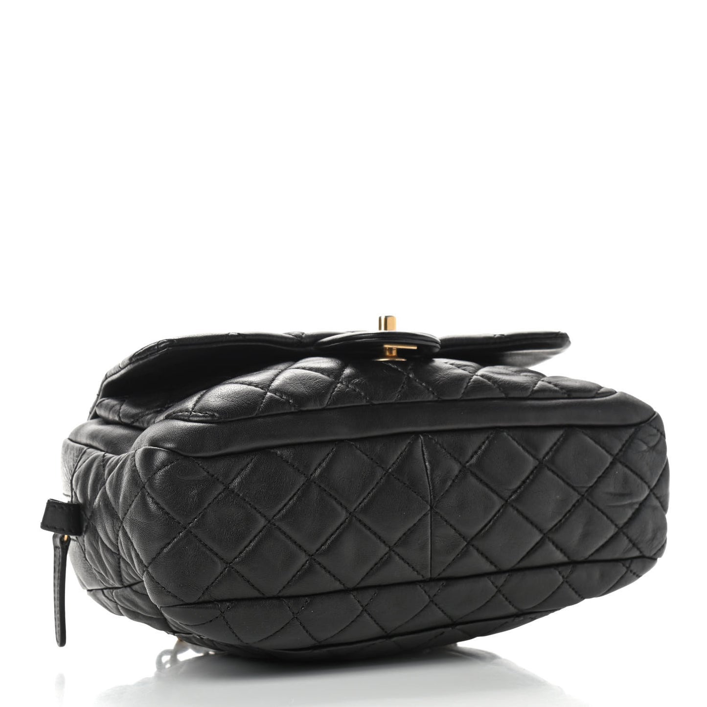 Lambskin Quilted Travel Flap Tote Black