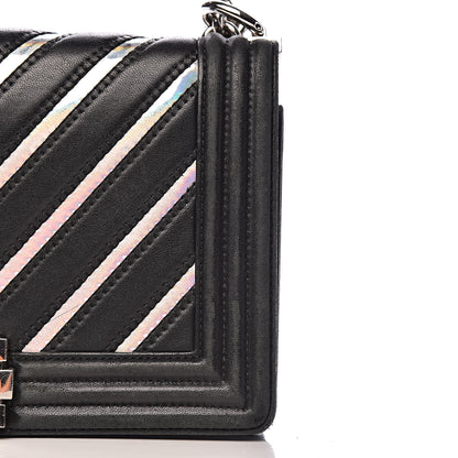 Chanel Lambskin Iridescent PVC Chevron Quilted Medium Boy Flap Black Silver 19 of 20