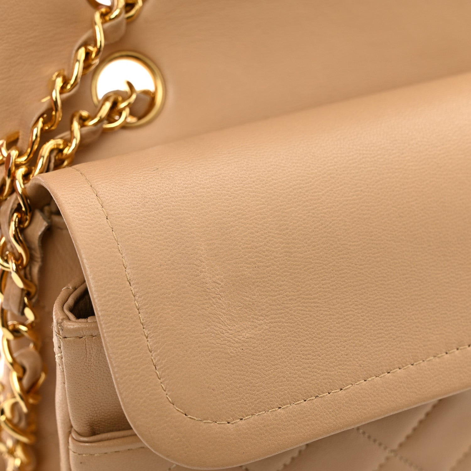 Chanel Lambskin Quilted Medium Double Flap Beige 13 of 13