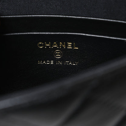 Chanel Shiny Aged Calfskin Quilted Top Handle Clutch With Chain Black 6 of 10