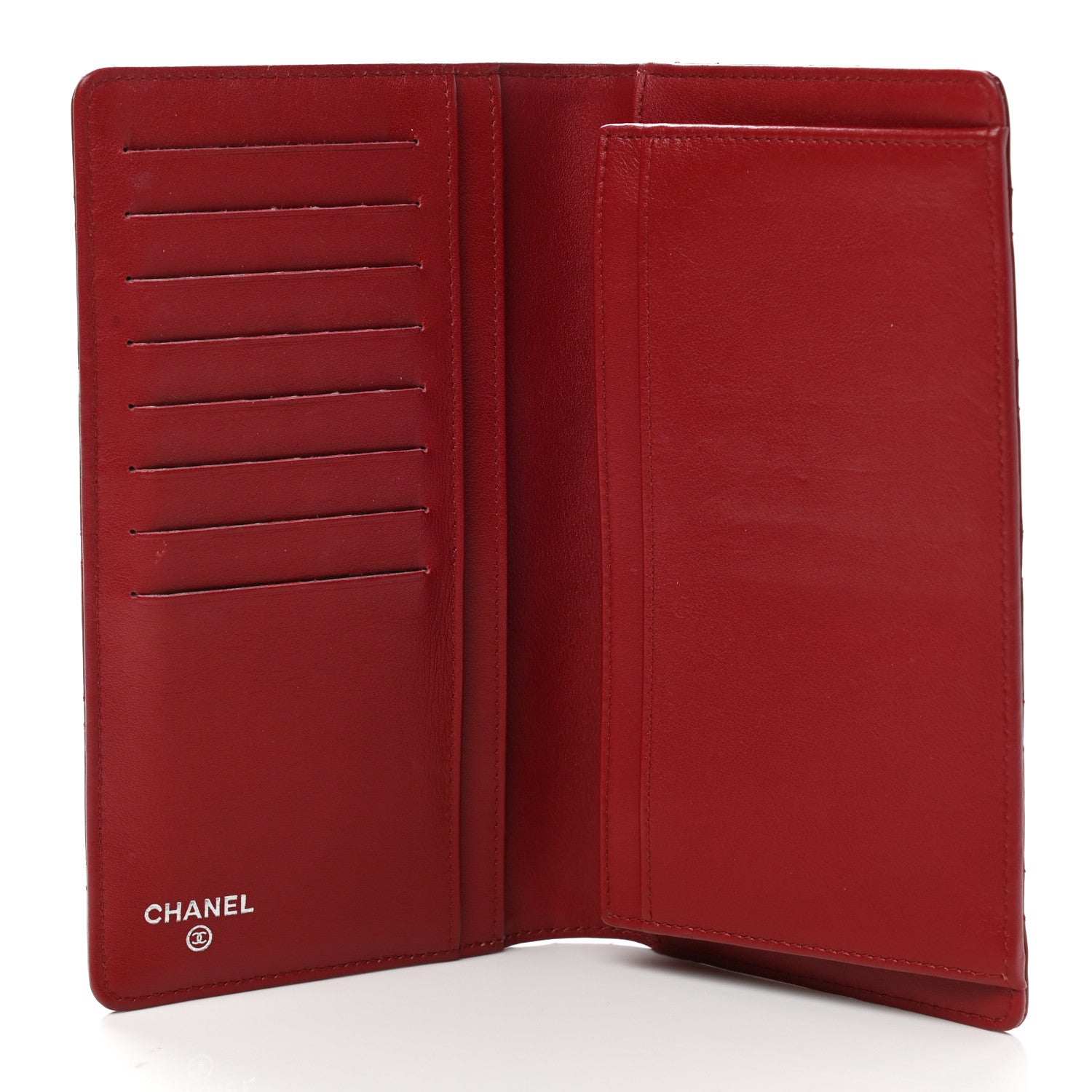 Chanel Patent Quilted Brilliant Yen Wallet Red 5 of 9