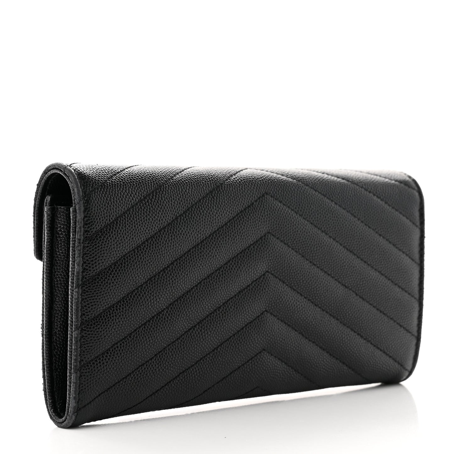 Grain De Poudre Matelasse Chevron Monogram Flap Wallet Black