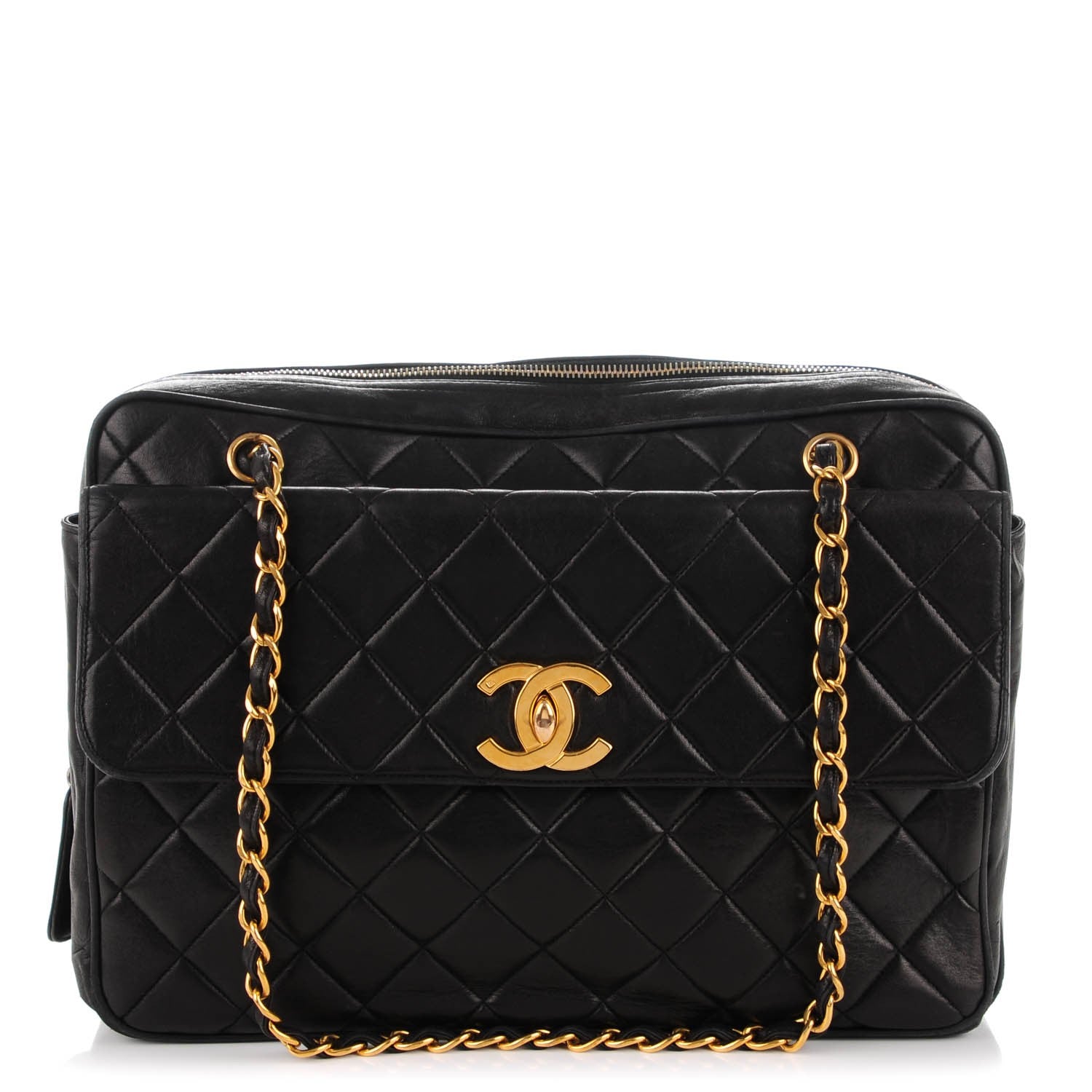 Chanel Lambskin Quilted Flap Camera Case Black 1 of 8