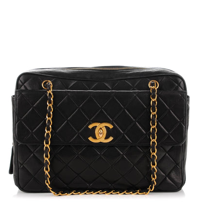 Chanel Lambskin Quilted Flap Camera Case Black 1 of 8