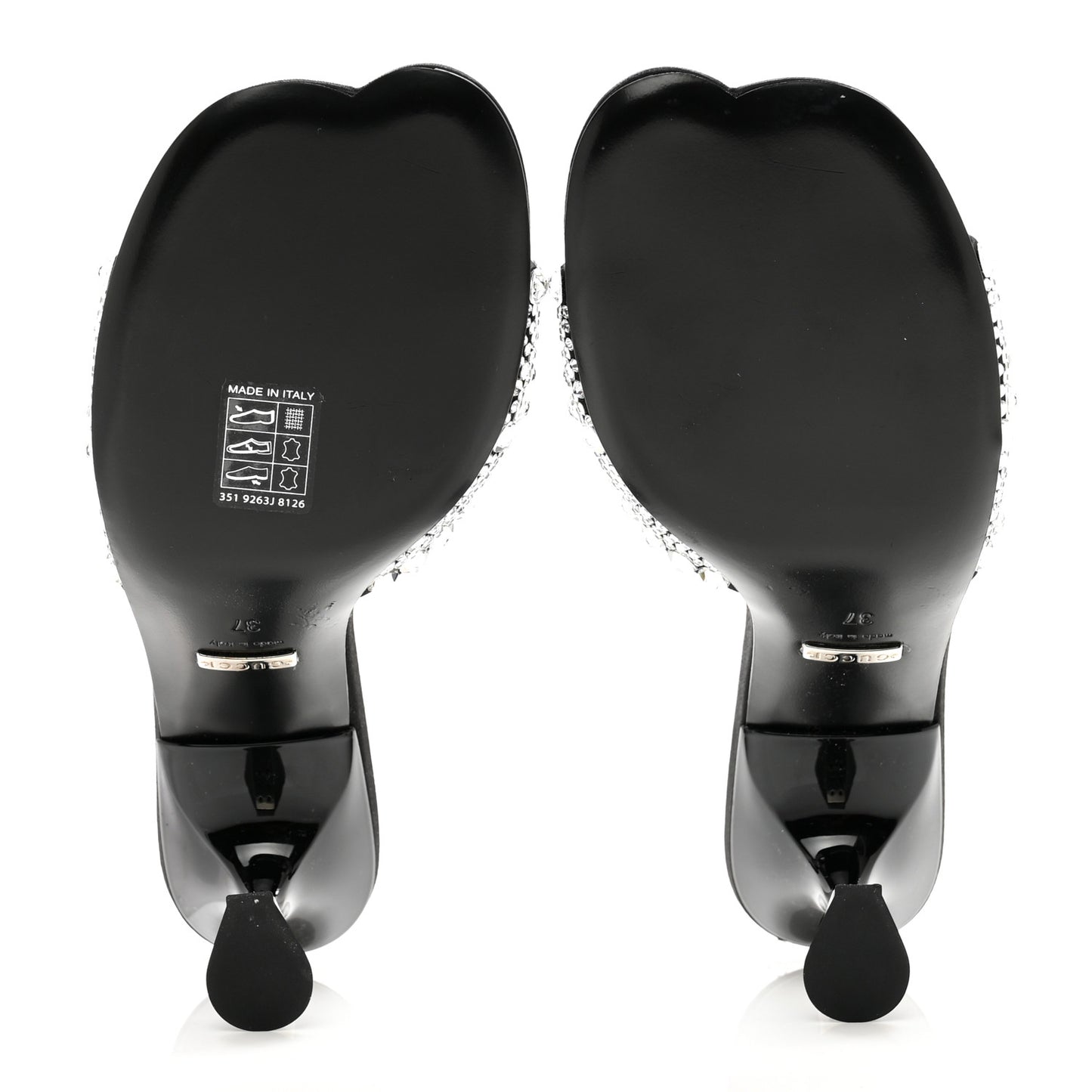 Satin Crystal 65mm Slide Sandals 37 Black