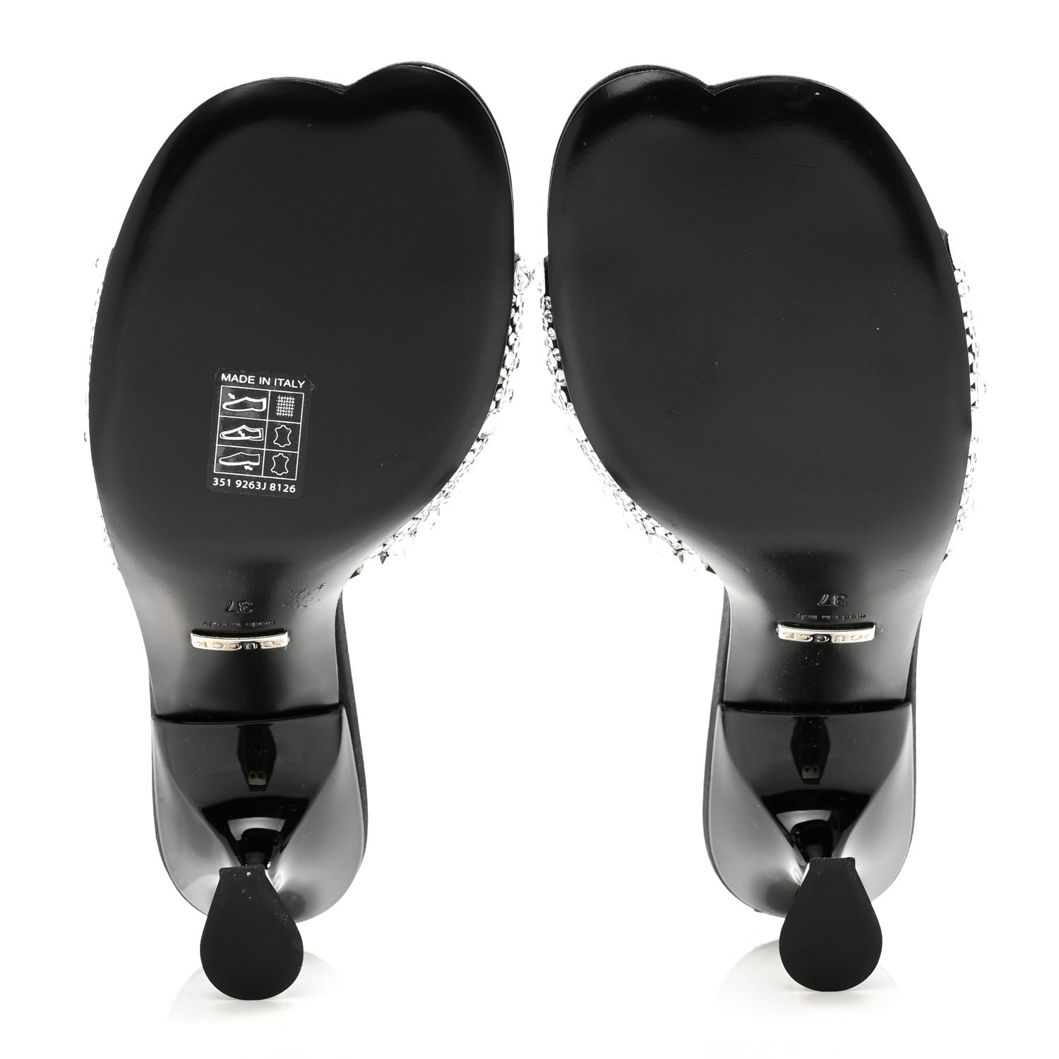 Gucci Satin Crystal 65mm Slide Sandals 37 Black 5 of 7