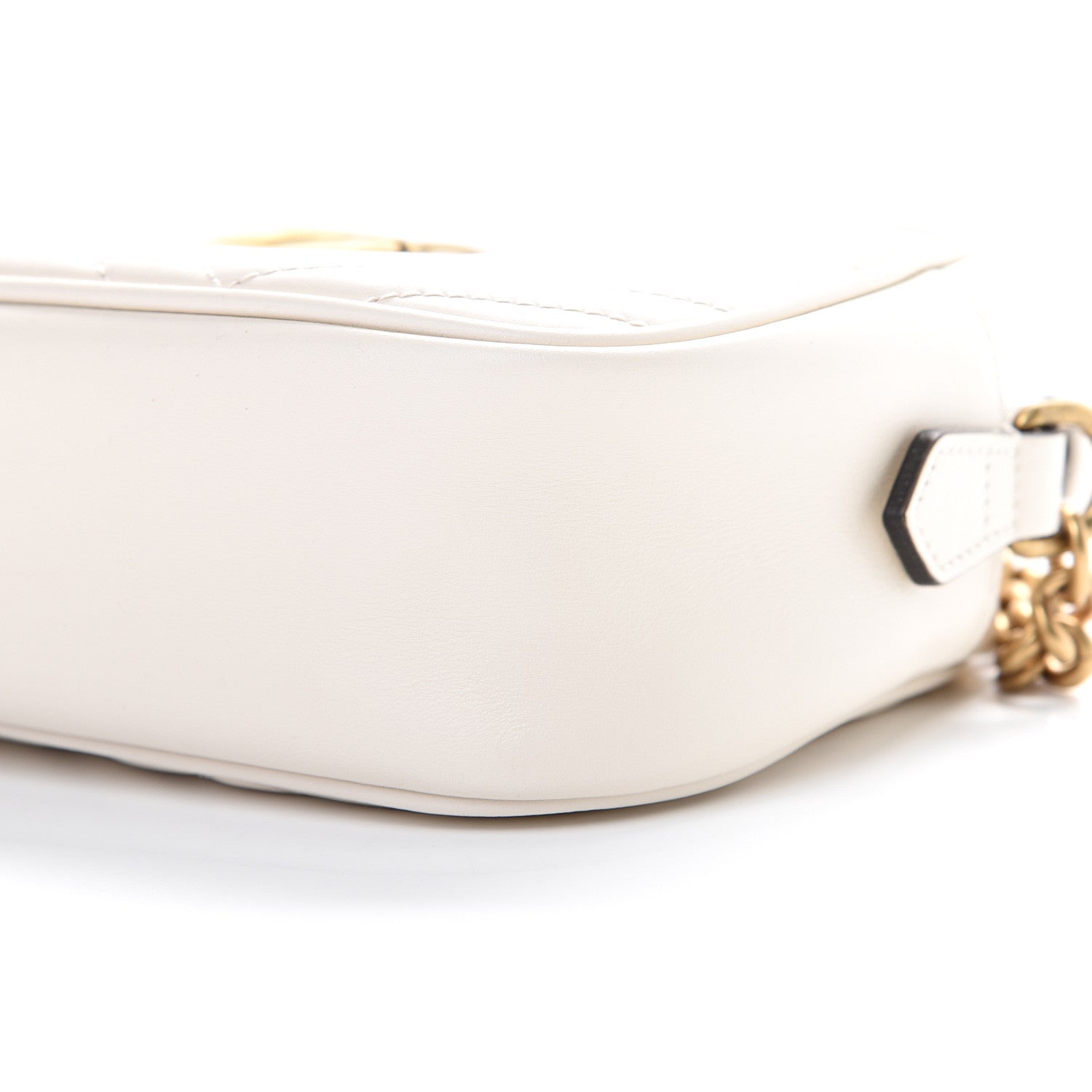 Gucci Calfskin Matelasse Small GG Marmont Chain Shoulder Bag White 9 of 10