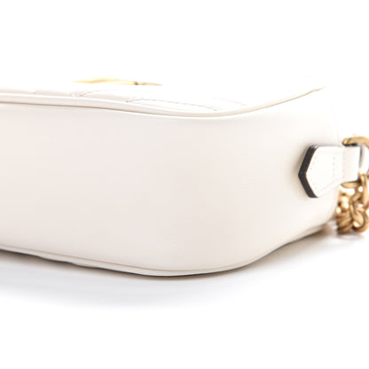 Gucci Calfskin Matelasse Small GG Marmont Chain Shoulder Bag White 9 of 10