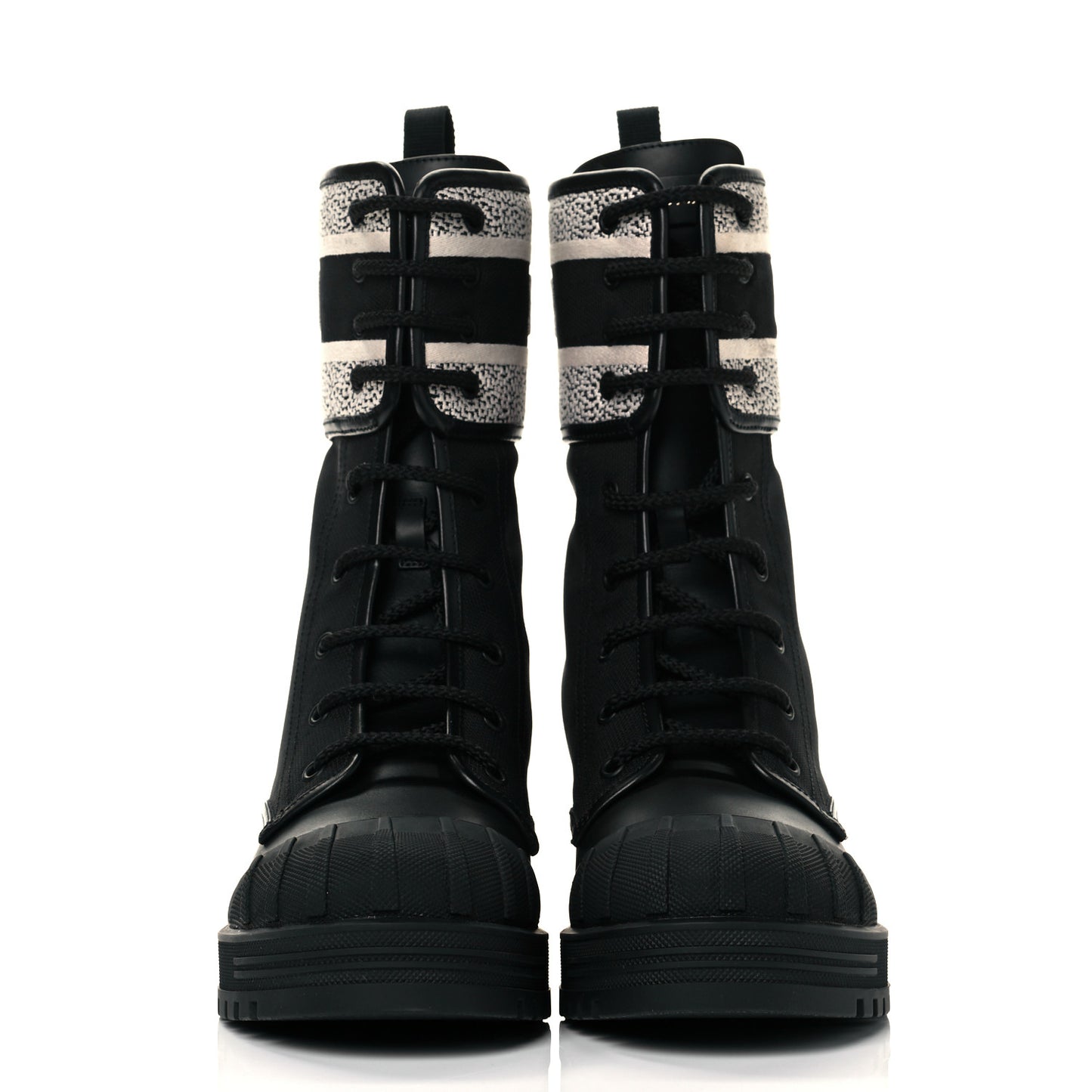 Calfskin Technical Fabric D-Major Ankle Boots 39 Black White