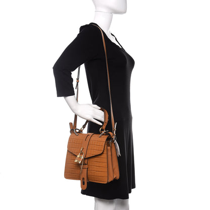 Chloe Calfskin Crocodile Embossed Small Aby Day Shoulder Bag Autumnal Brown 2 of 13
