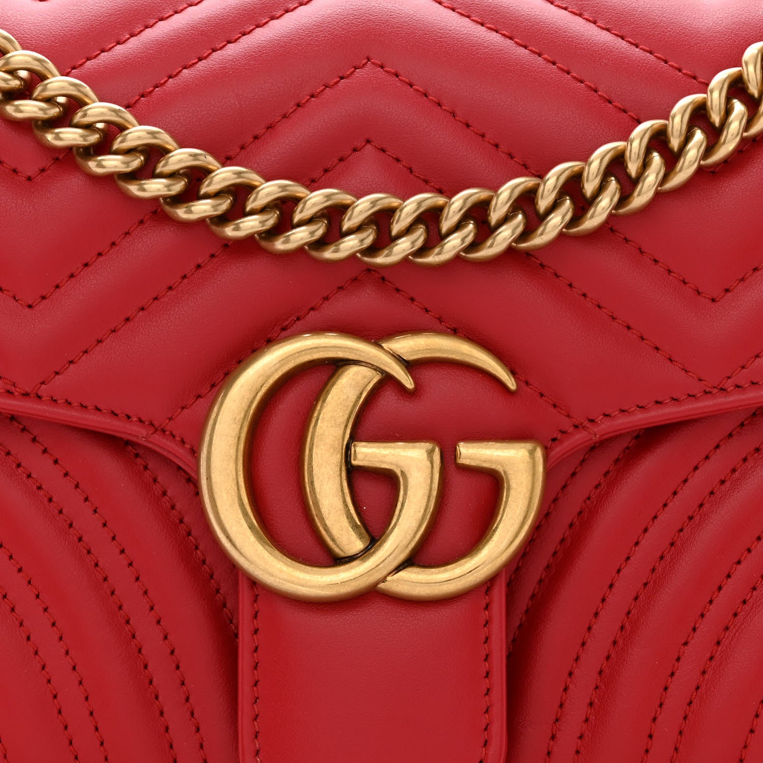 Gucci Calfskin Matelasse Small GG Marmont Shoulder Bag Hibiscus Red 8 of 11