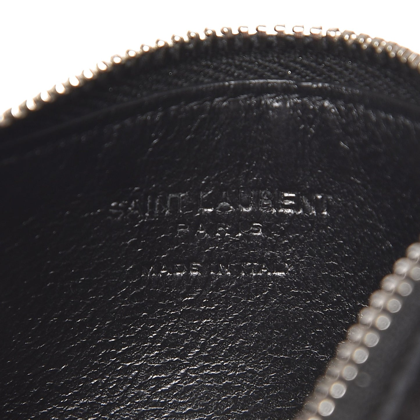 Grained Calfskin 5 Fragments Zip Pouch Card Holder Black