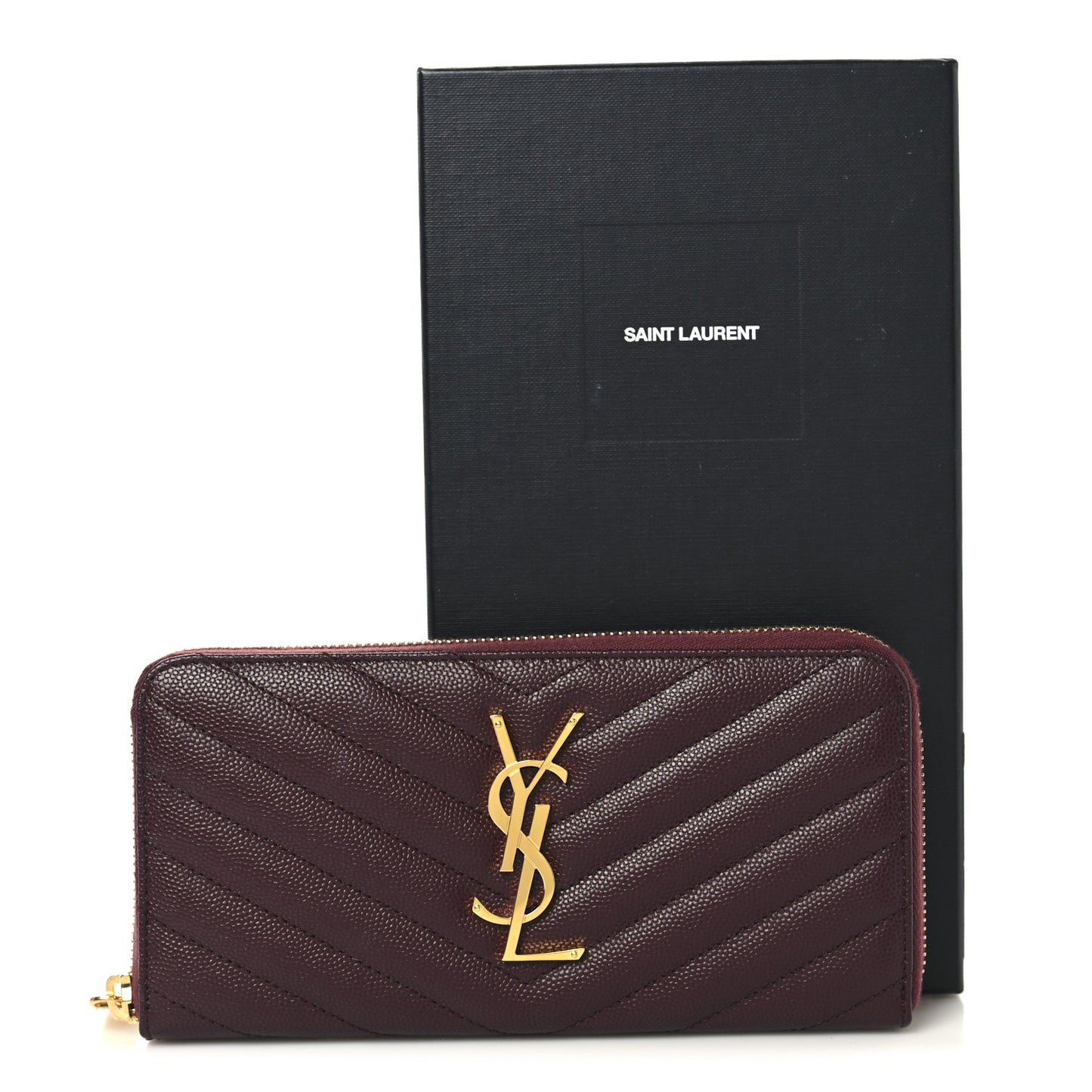 Grain De Poudre Matelasse Chevron Monogram Zip Around Wallet Rouge Legion