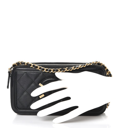 Chanel Caviar Quilted CC Filigree Clutch With Chain Black 3 of 10