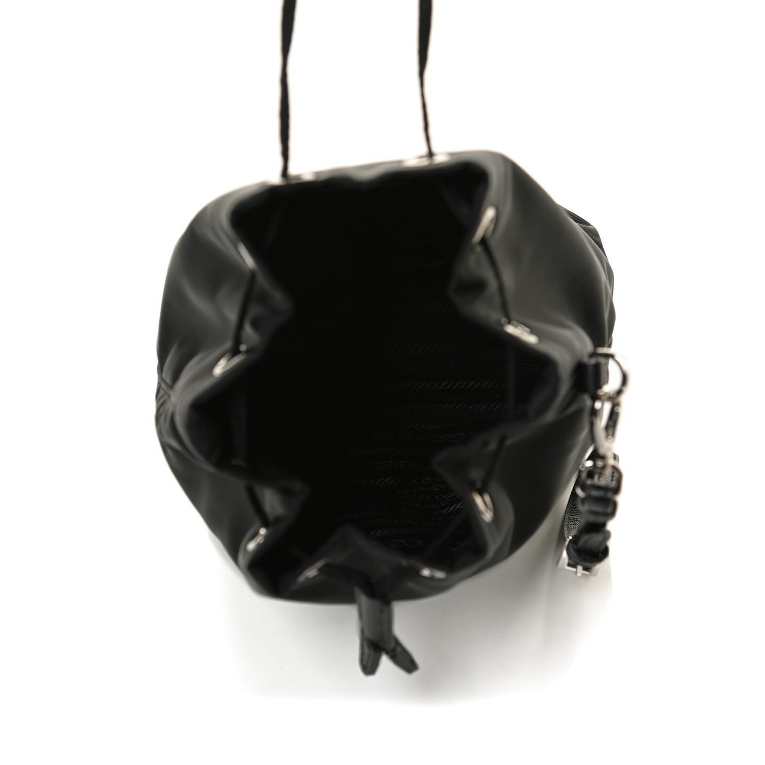 Prada Saffiano Tessuto Nylon Vela Bucket Wristlet Black 5 of 15