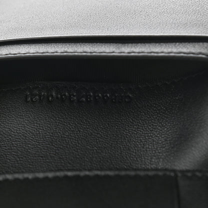 Saint Laurent Calfskin Crocodile Embossed Tiny Monogram Credit Card Wallet Black 7 of 7
