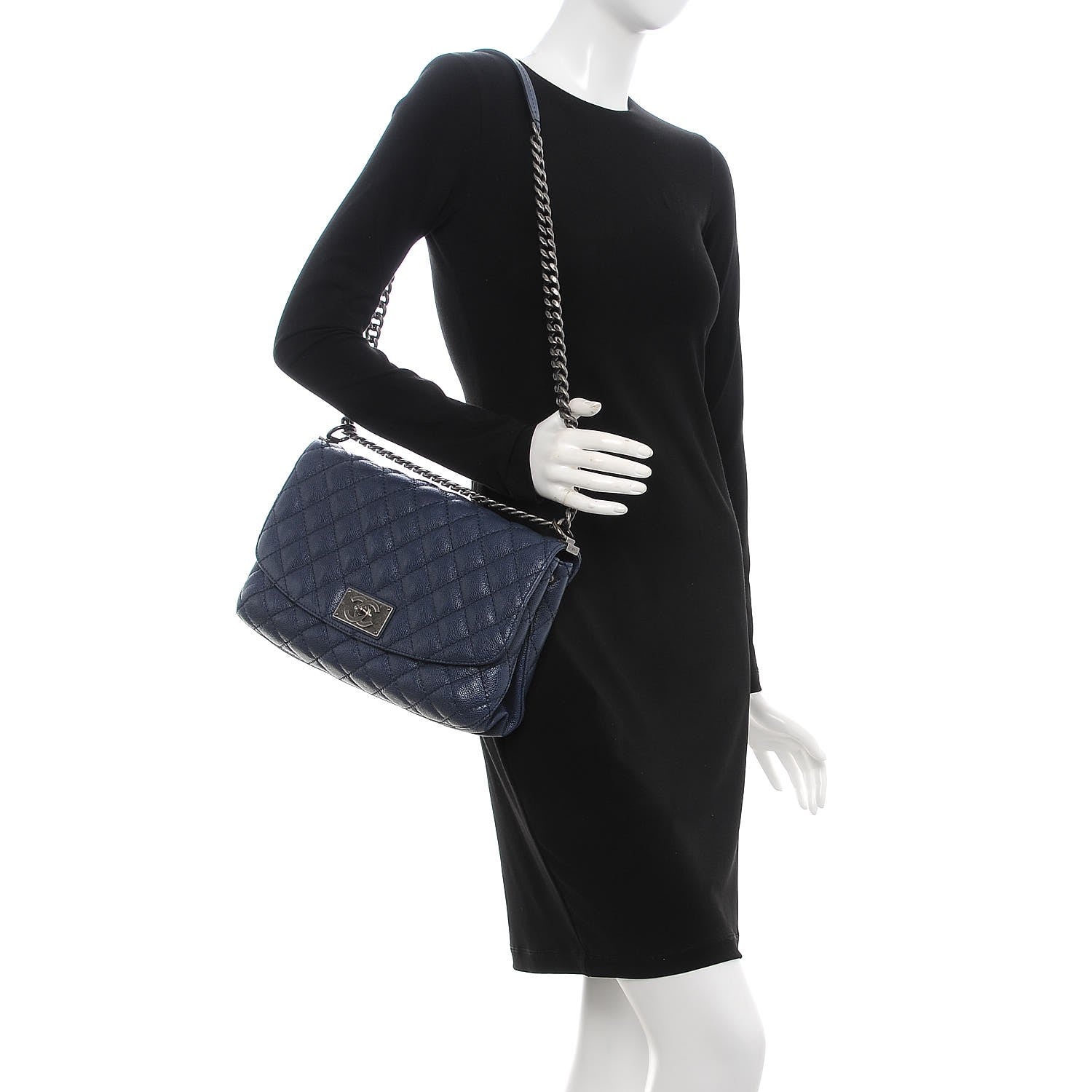 Chanel Caviar Quilted Flap Navy Blue 2 of 7