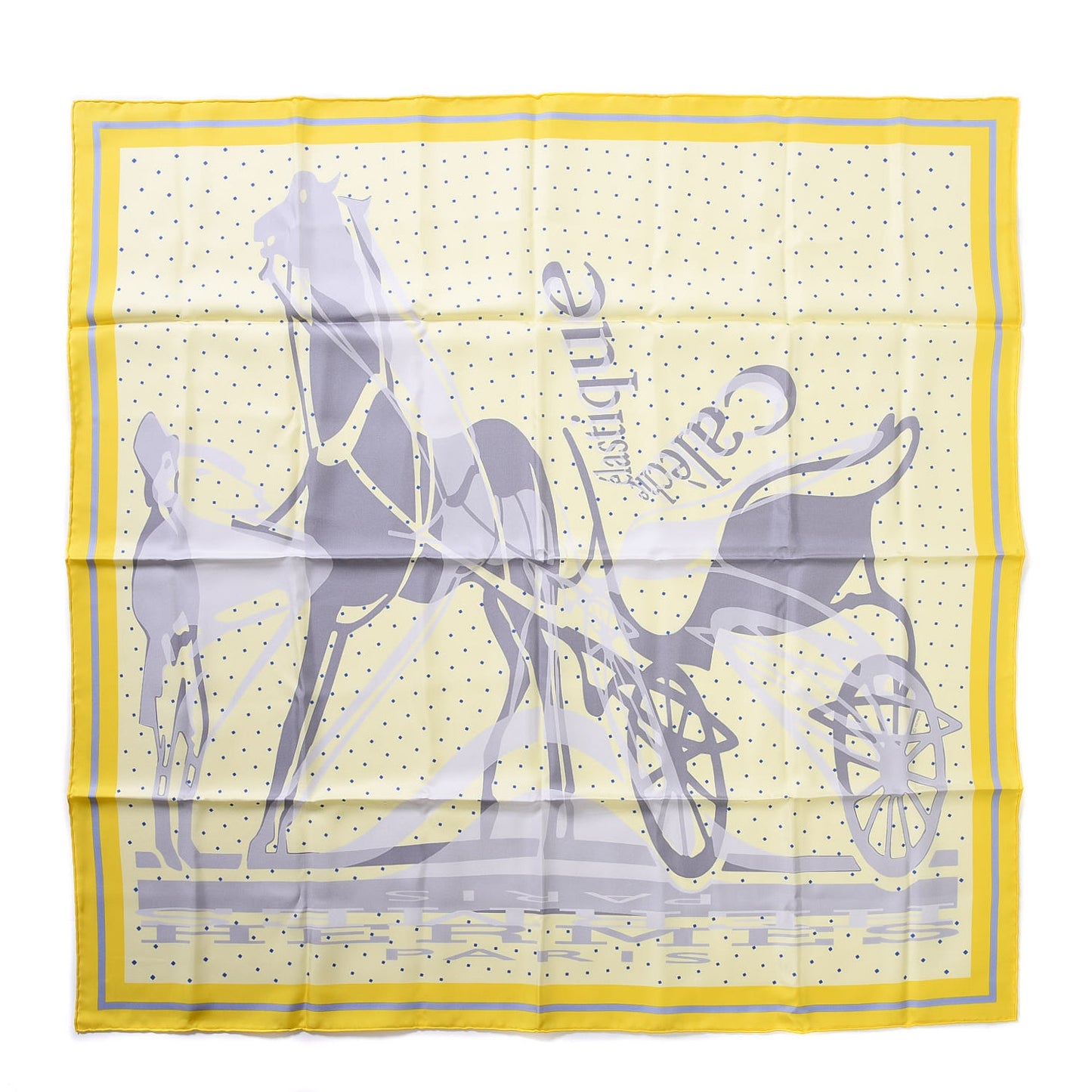 Silk Carre Caleche Elastique Scarf 90 Jaune Vif Jaune Soufre