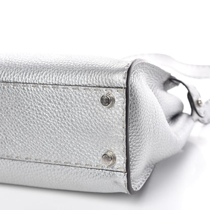 Fendi Cuoio Romano Lux Selleria Medium Peekaboo Iconic Satchel Argento 8 of 12