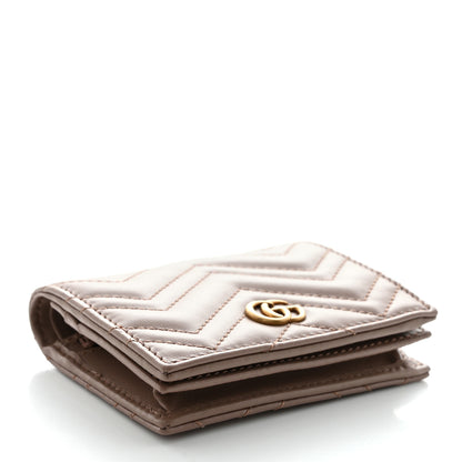Gucci Calfskin Matelasse GG Marmont Card Case Wallet Porcelain Rose 4 of 7