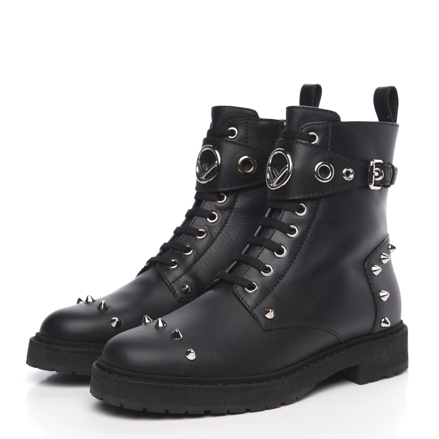 Vitello Studded FF Combat Boots 36 Black