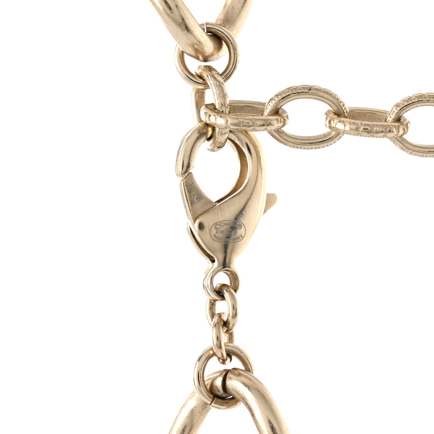 Chanel Metal Pearl Chain CC Paris Pendant Long Necklace Light Gold 6 of 7