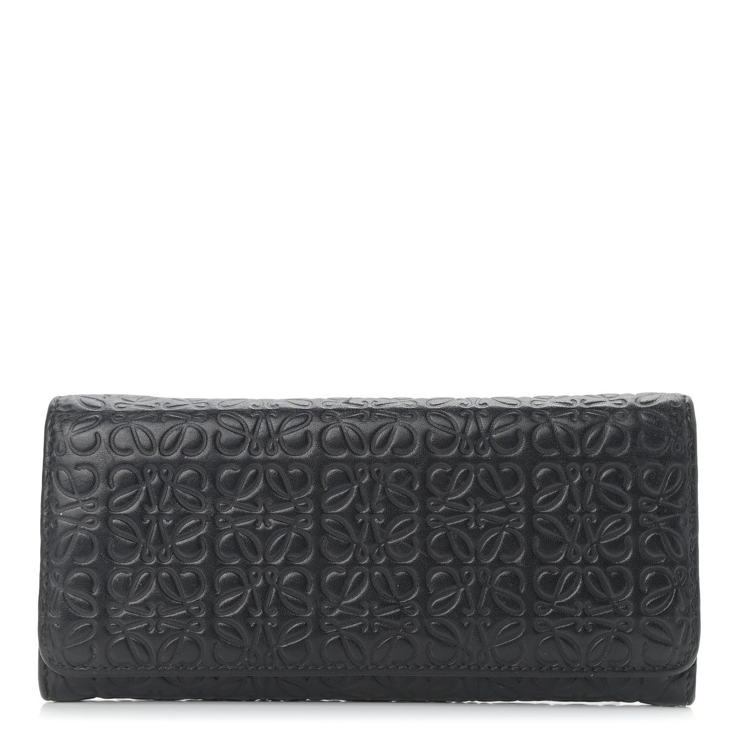 Calfskin Anagram Embossed Continental Wallet Black