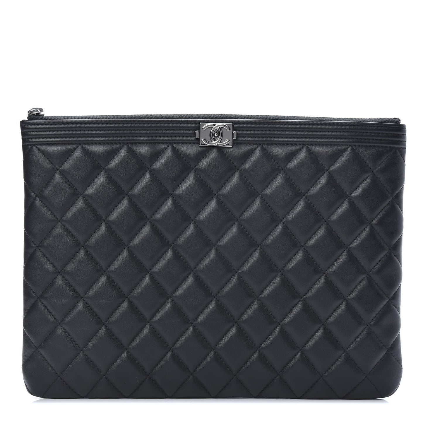 Lambskin Quilted Medium Boy Cosmetic Case Black