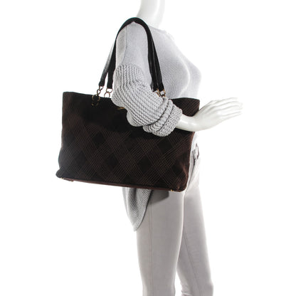 Chanel Suede Stitched Tote Dark Brown 2 of 7
