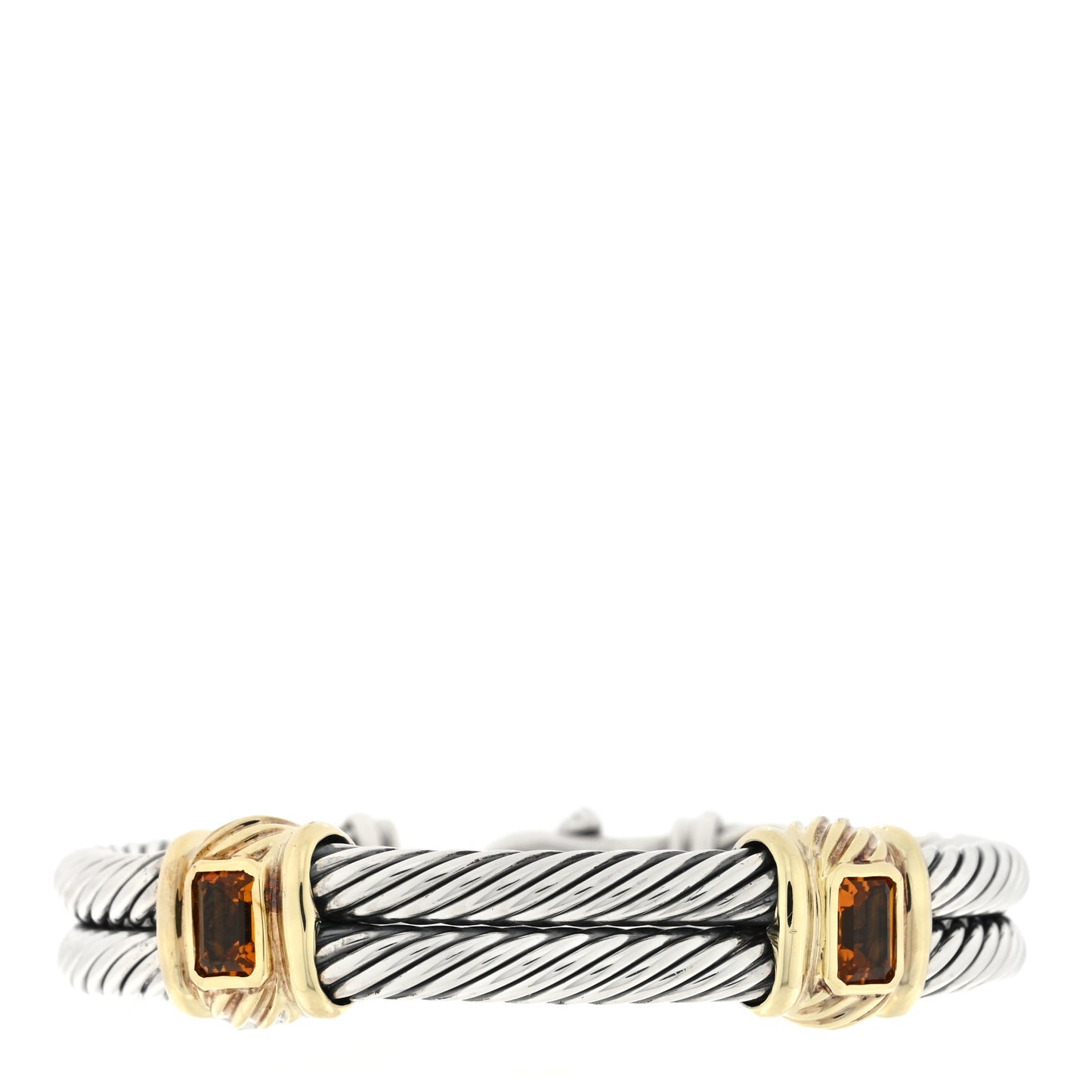 Sterling Silver 14K Yellow Gold Citrine Double Station Cable Bracelet