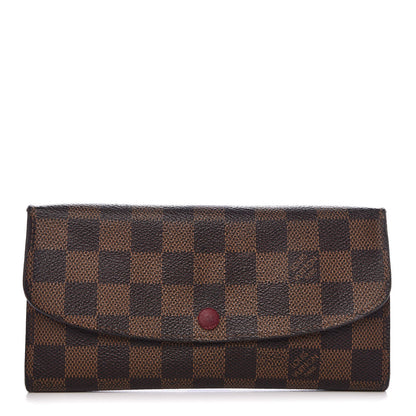 Louis Vuitton Damier Ebene Emilie Wallet Red 1 of 10