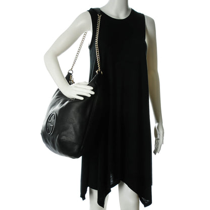 Gucci Pebbled Calfskin Medium Soho Chain Hobo Black 2 of 7