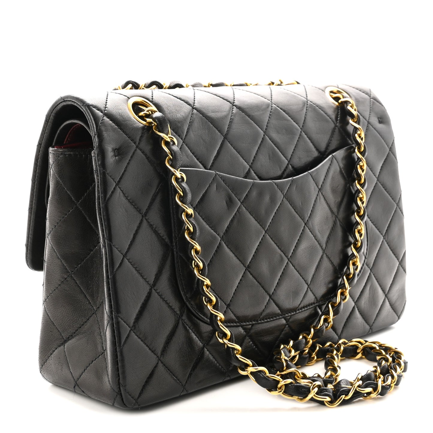 Lambskin Quilted Small Double Flap Black