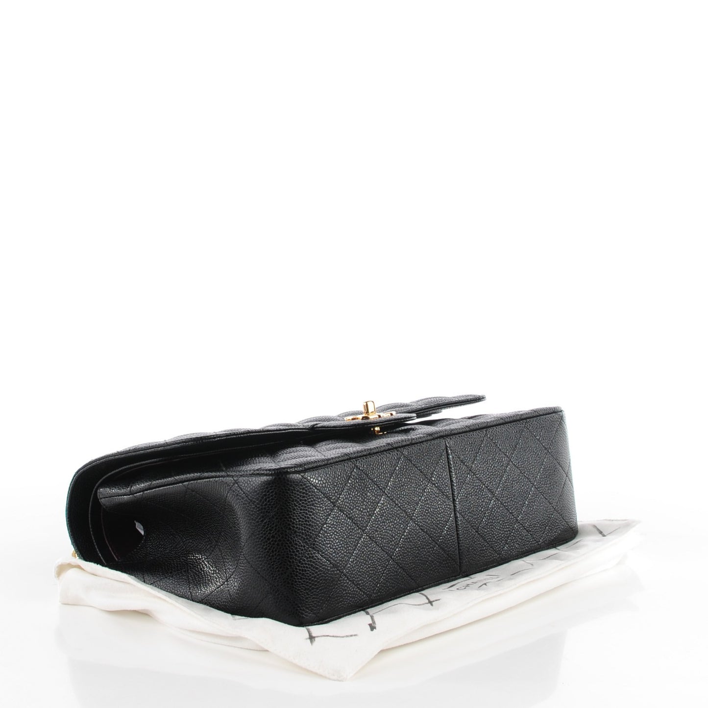 Caviar Quilted Jumbo Double Flap Black