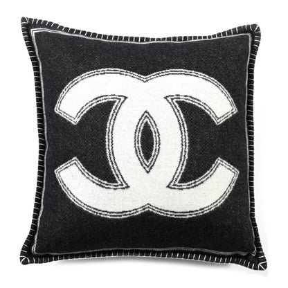 Chanel Merino Wool Cashmere CC Pillow Black White 1 of 3