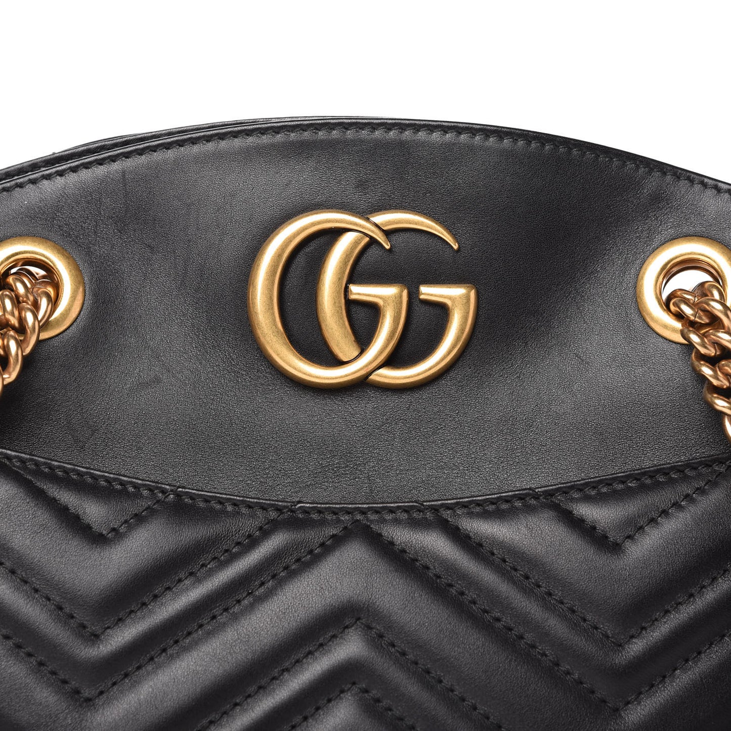 Calfskin Matelasse Medium GG Marmont Open Top Shoulder Bag Black