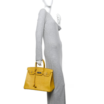 Hermes Matte Alligator Birkin 35 Jaune Ambre 2 of 10