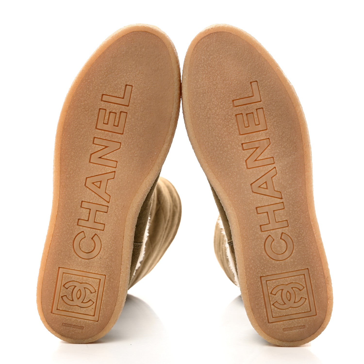 Chanel Suede Shearling Boots 36.5 Khaki 5 of 8