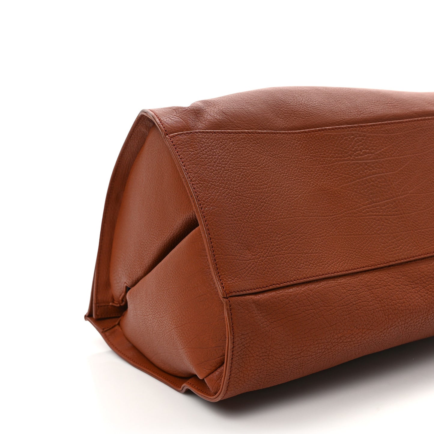 Grained Calfskin M Tube Round Tote Brown
