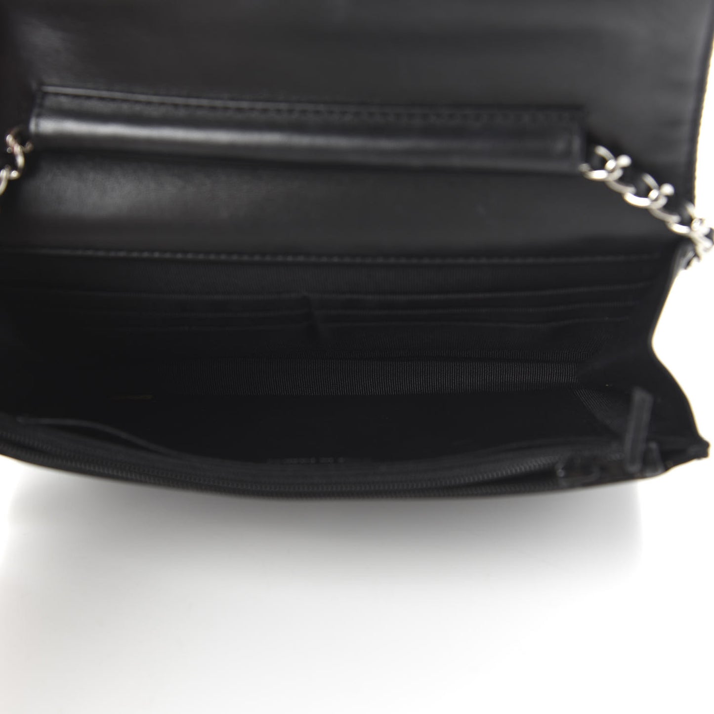 Perforated Lambskin Quilted Wallet On Chain WOC Black