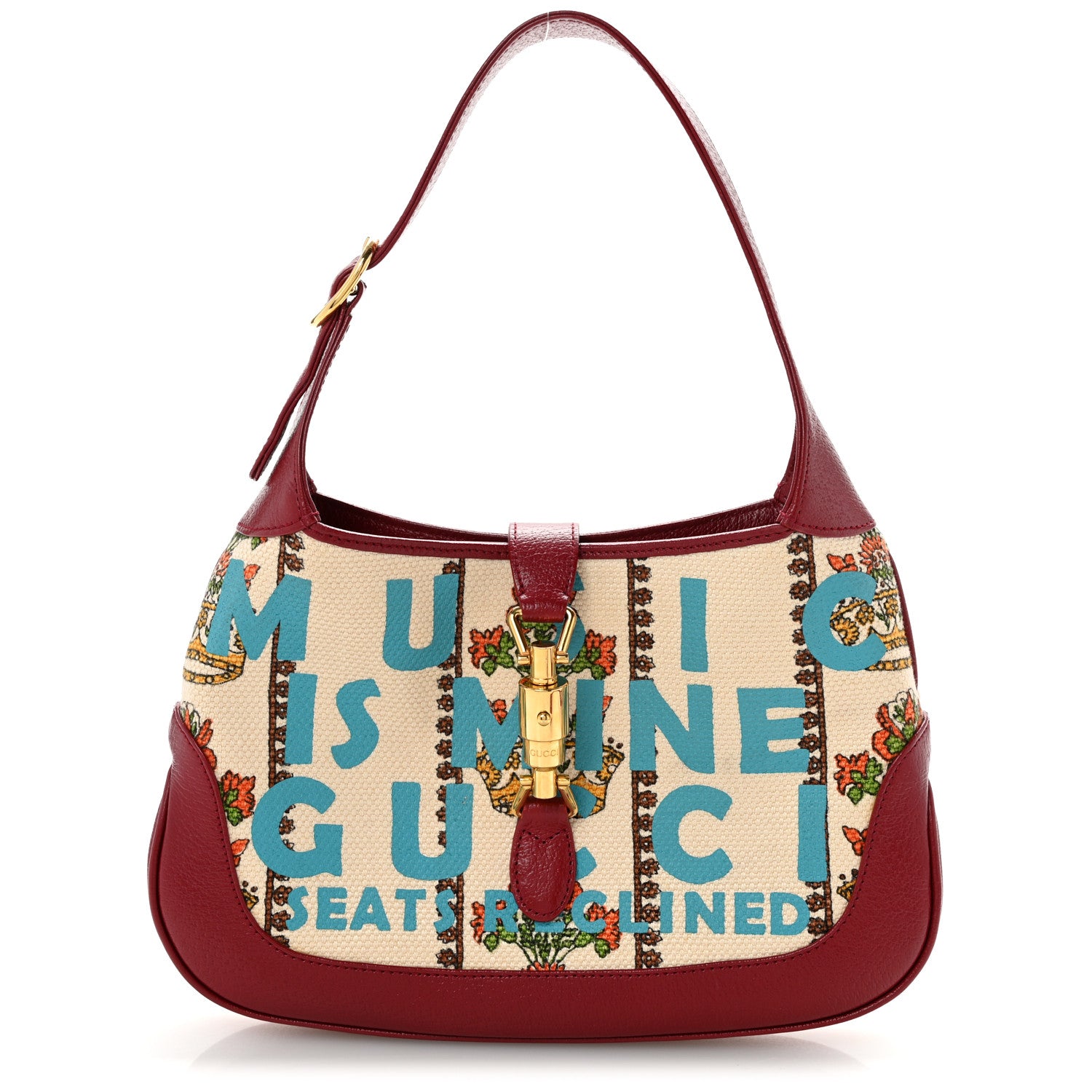 Gucci Canvas Calfskin 100 Centennial Music Small Jackie 1961 Hobo Ivory Red 1 of 13