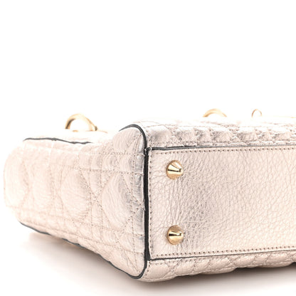 Christian Dior Metallic Grained Calfskin Cannage Small Supple Lady Dior Pale Gold 8 of 11