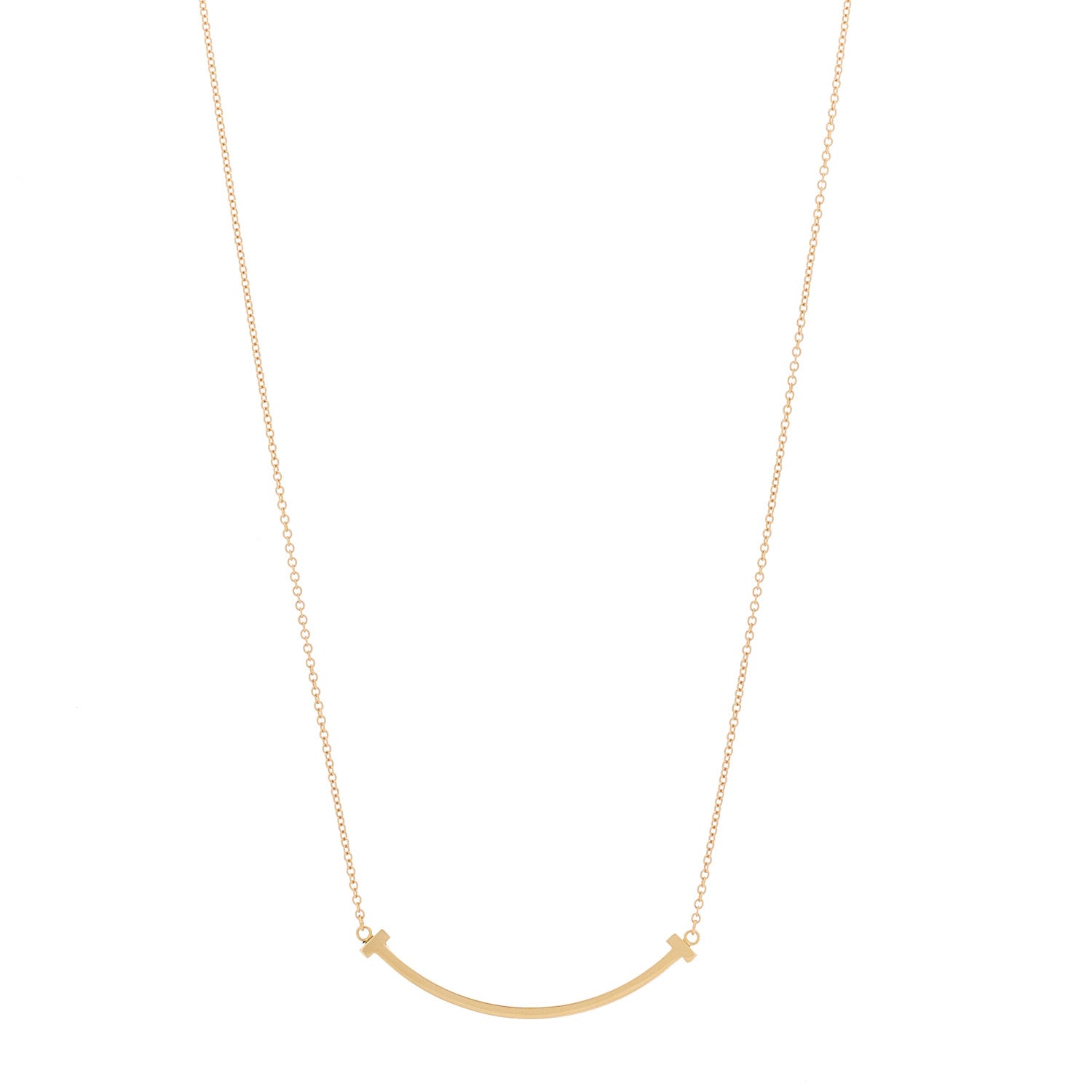 Tiffany 18K Rose Gold Small T Smile Pendant Necklace 1 of 4