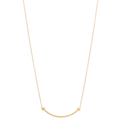 Tiffany 18K Rose Gold Small T Smile Pendant Necklace 1 of 4