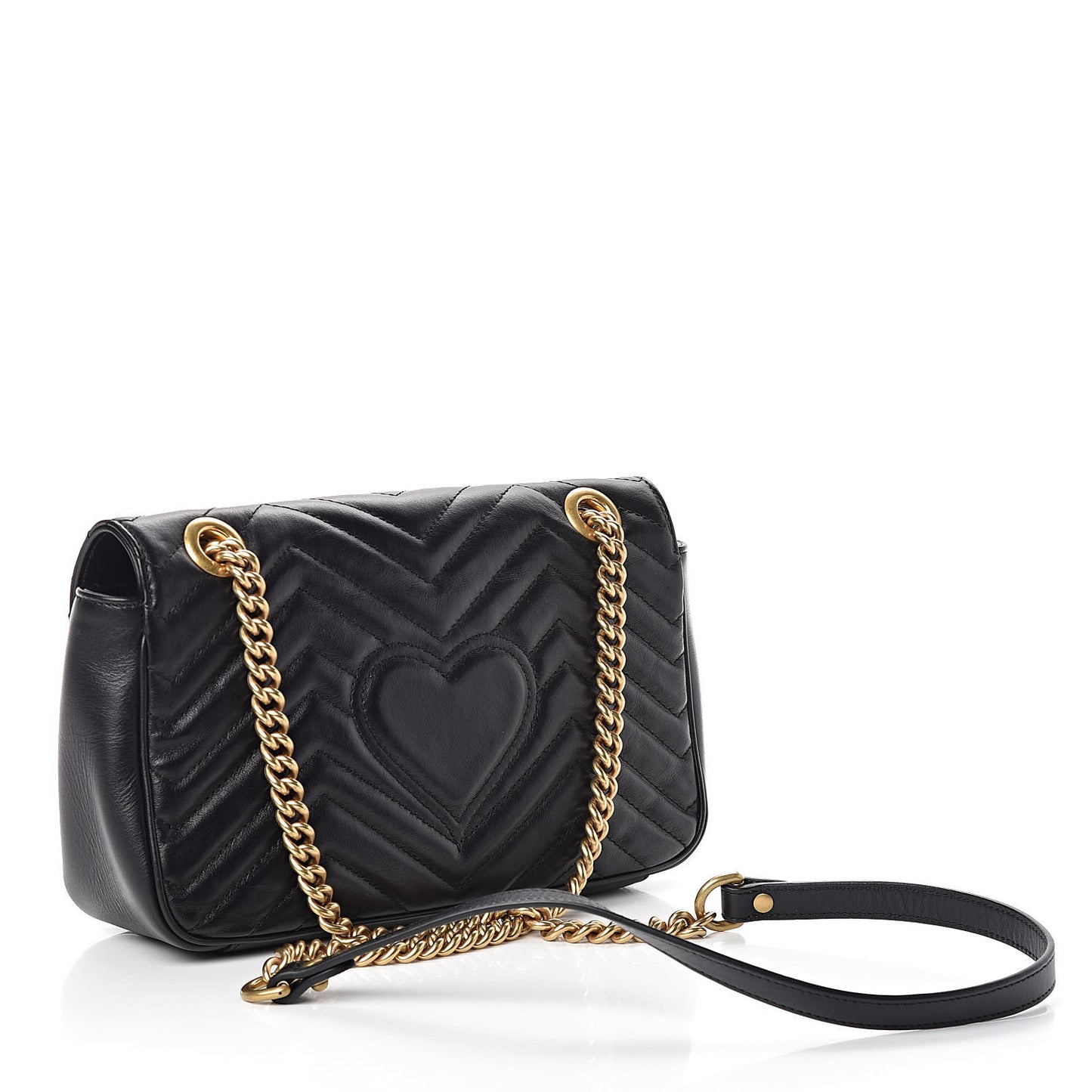 Calfskin Matelasse Small GG Marmont Shoulder Bag Black