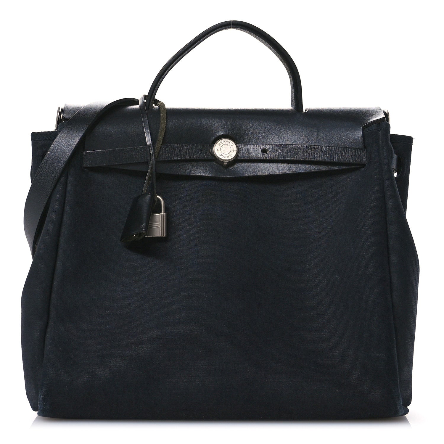 Hermes Toile Vache Calfskin Herbag 30 PM Black 1 of 13