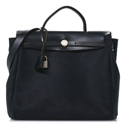 Hermes Toile Vache Calfskin Herbag 30 PM Black 1 of 13