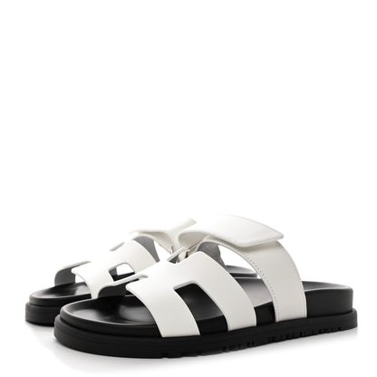 Hermes Calfskin Womens Chypre Sandals 35.5 White 3 of 9
