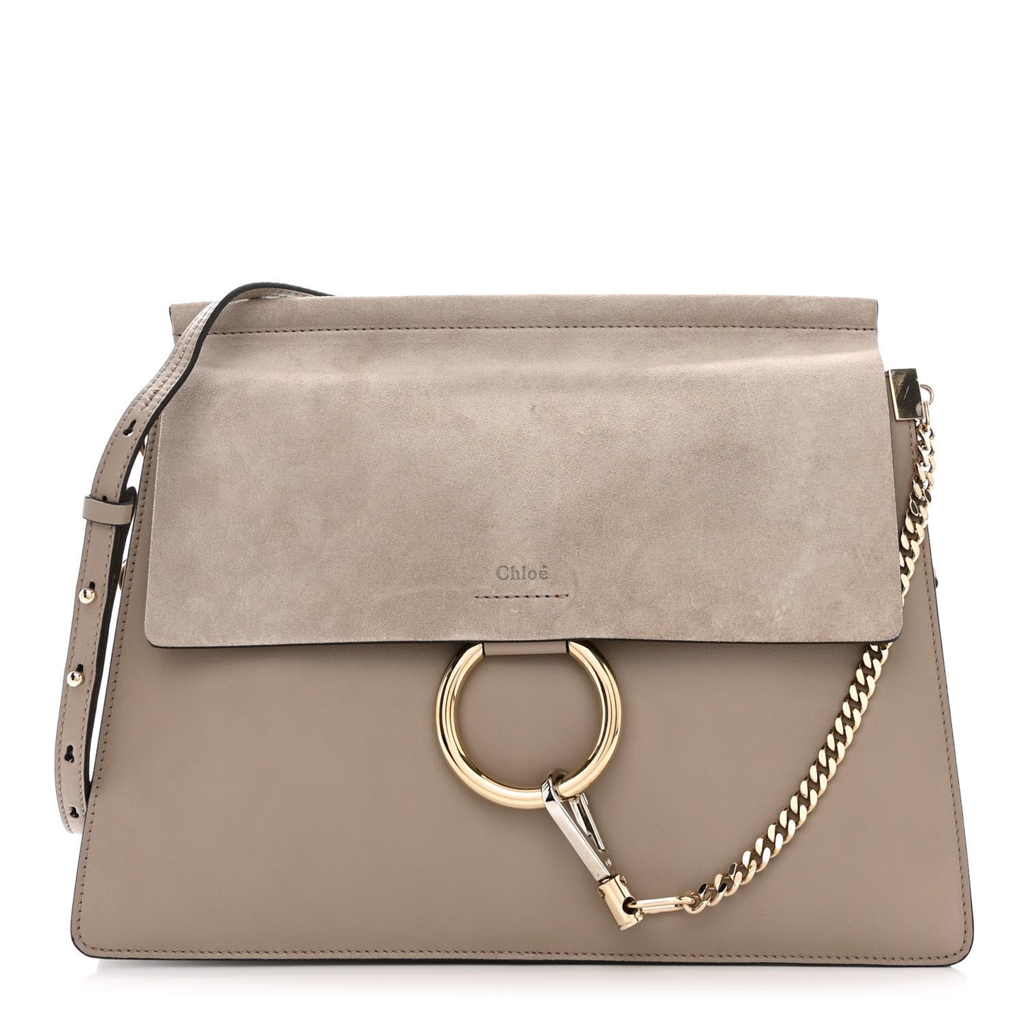 Calfskin Suede Medium Faye Shoulder Bag Motty Grey