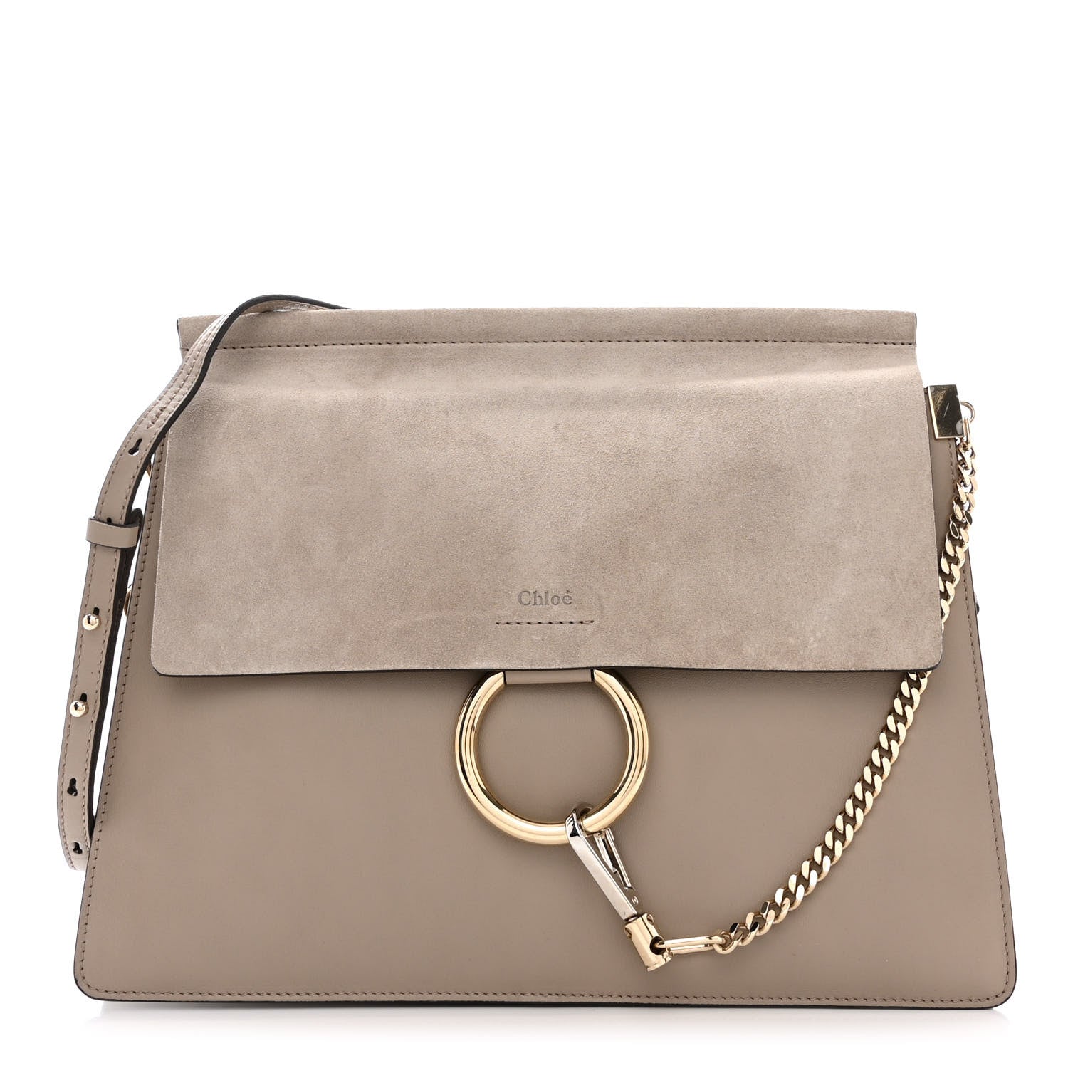 Chloe Calfskin Suede Medium Faye Shoulder Bag Motty Grey 1 of 10